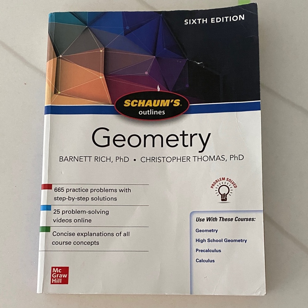 Schaum's Outlines Geometry Textbook - White with Multicolor Cover